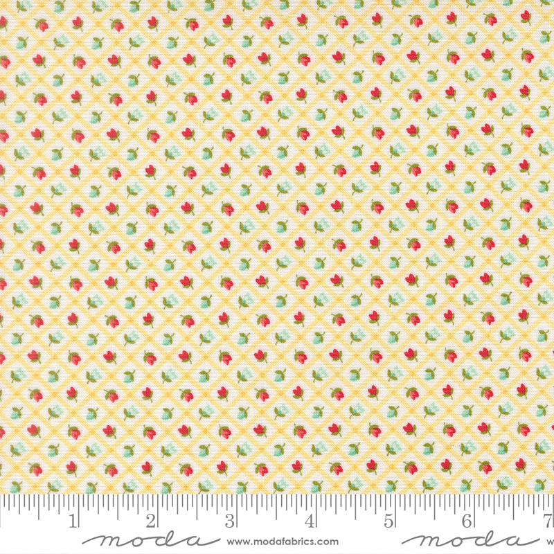 Bloomsberry Check Checks and Plaid Flower Buttermilk by Camille Roskelley for Moda Fabrics