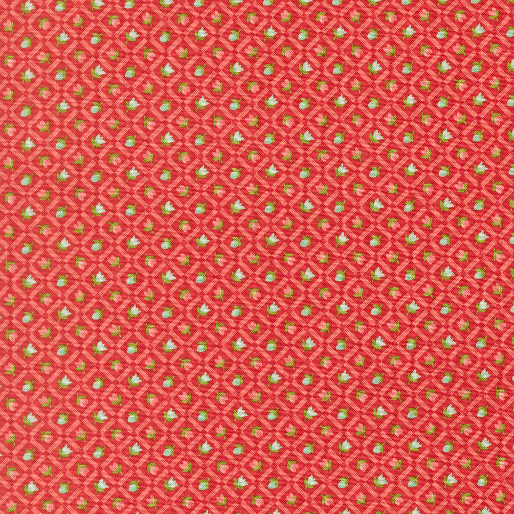 Bloomsberry Check Checks and Plaid Flower Red by Camille Roskelley for Moda Fabrics