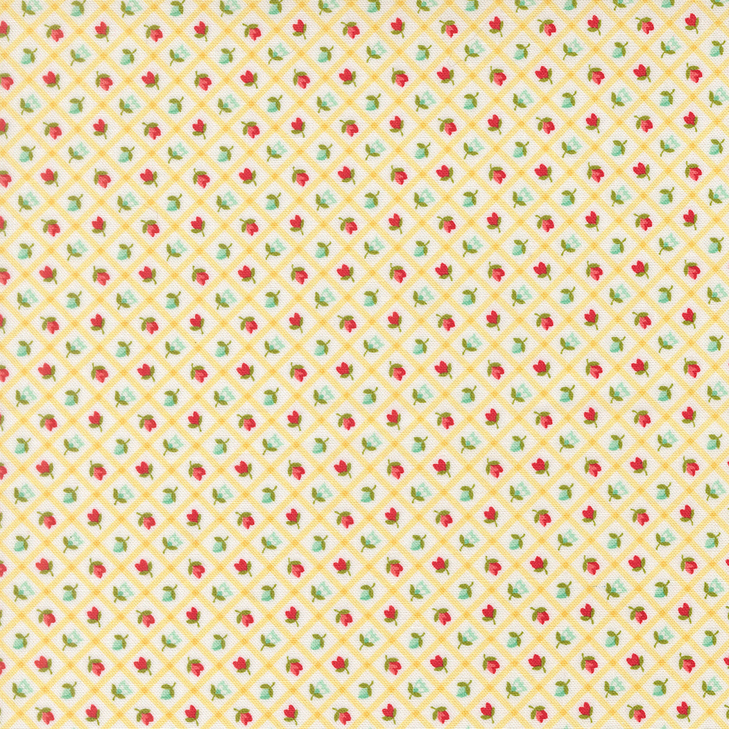 Bloomsberry Check Checks and Plaid Flower Buttermilk by Camille Roskelley for Moda Fabrics