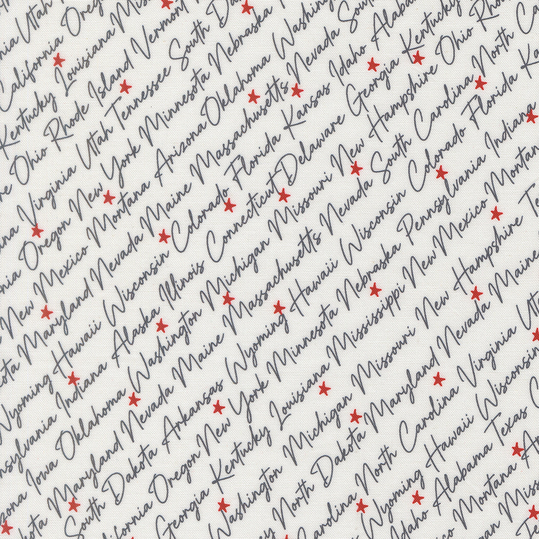 Independence Day The States Text and Words VANILLA by Sweetwater for Moda 55721-11