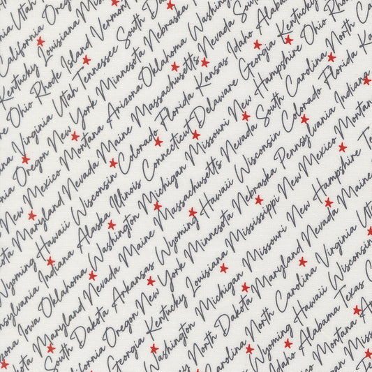 Independence Day The States Text and Words VANILLA by Sweetwater for Moda 55721-11