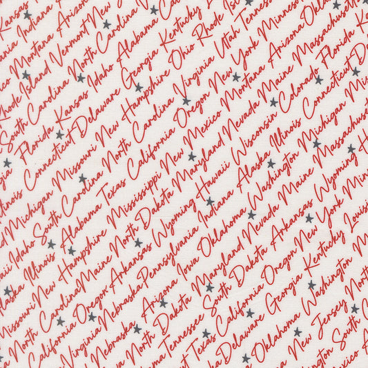 Independence Day The States Text and Words VANILLA RED by Sweetwater for Moda 55721-23