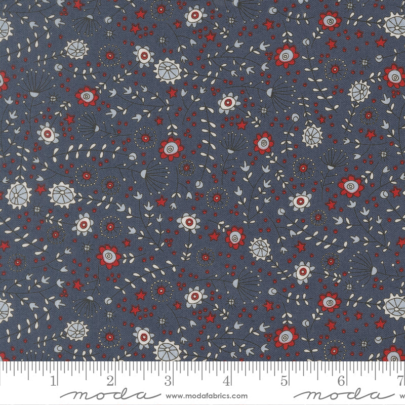Independence Day The Meadow Florals INDIGO by Sweetwater for Moda 55722-14 scale