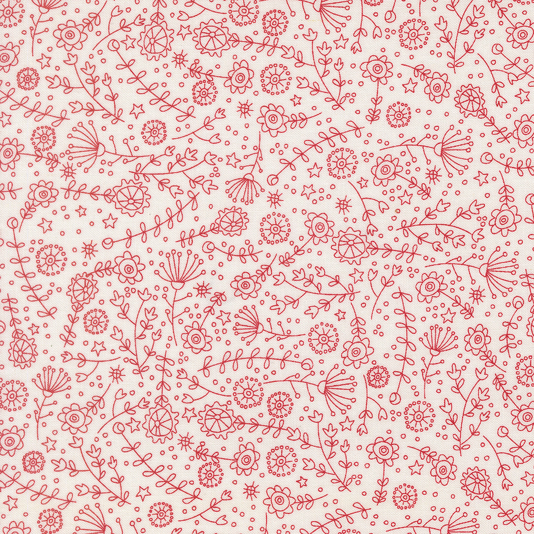 Independence Day The Meadow Florals VANILLA RED by Sweetwater for Moda 55722-21