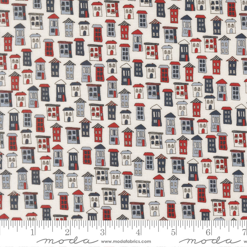 Independence Day American Houses Novelty VANILLA by Sweetwater for Moda 55723-11 scale