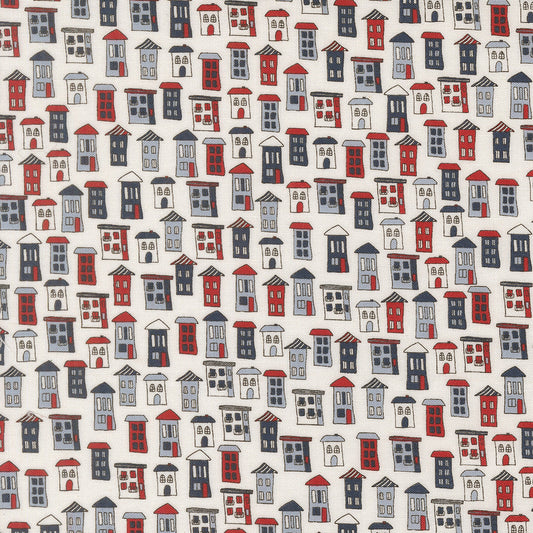 Independence Day American Houses Novelty VANILLA by Sweetwater for Moda 55723-11