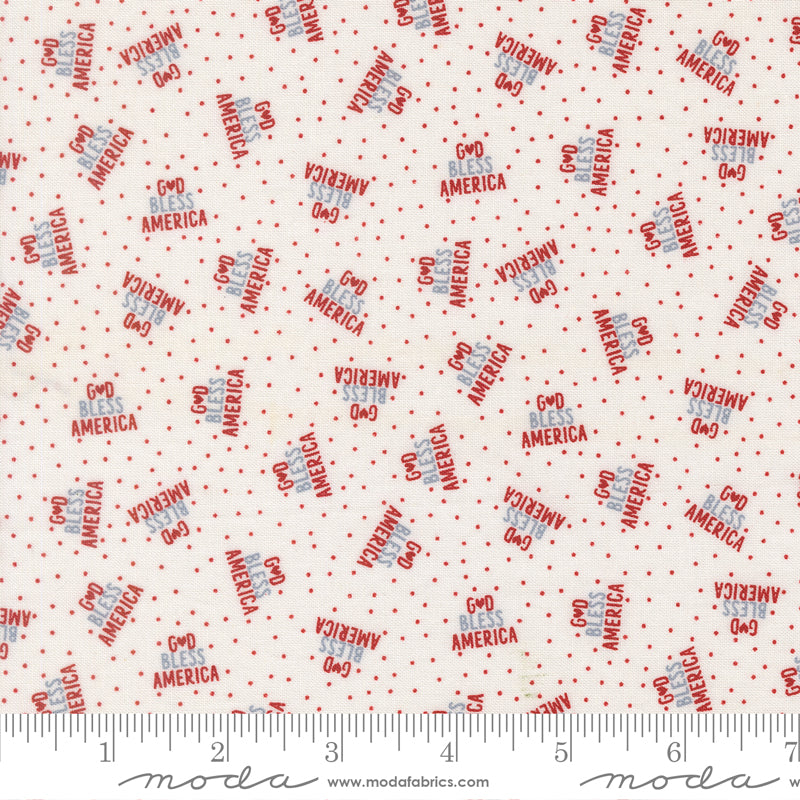 Independence Day God Bless America Text and Words VANILLA by Sweetwater for Moda 55724-21 scale
