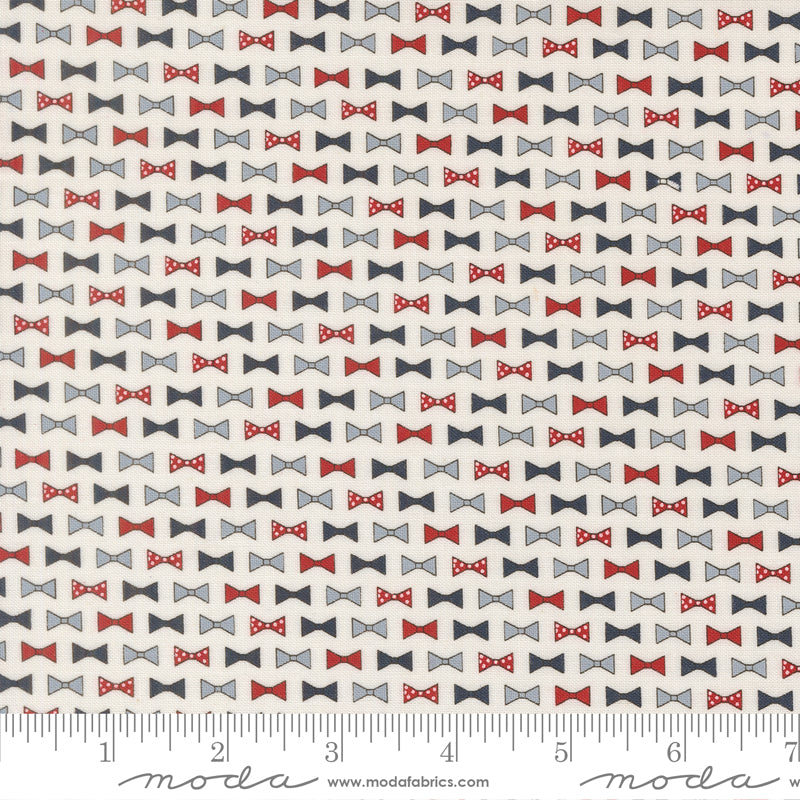 Independence Day Bowties Novelty VANILLA by Sweetwater for Moda 55725-11 scale