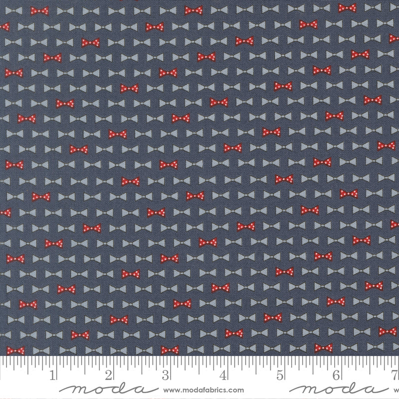 Independence Day Bowties Novelty INDIGO by Sweetwater for Moda 55725-14 scale