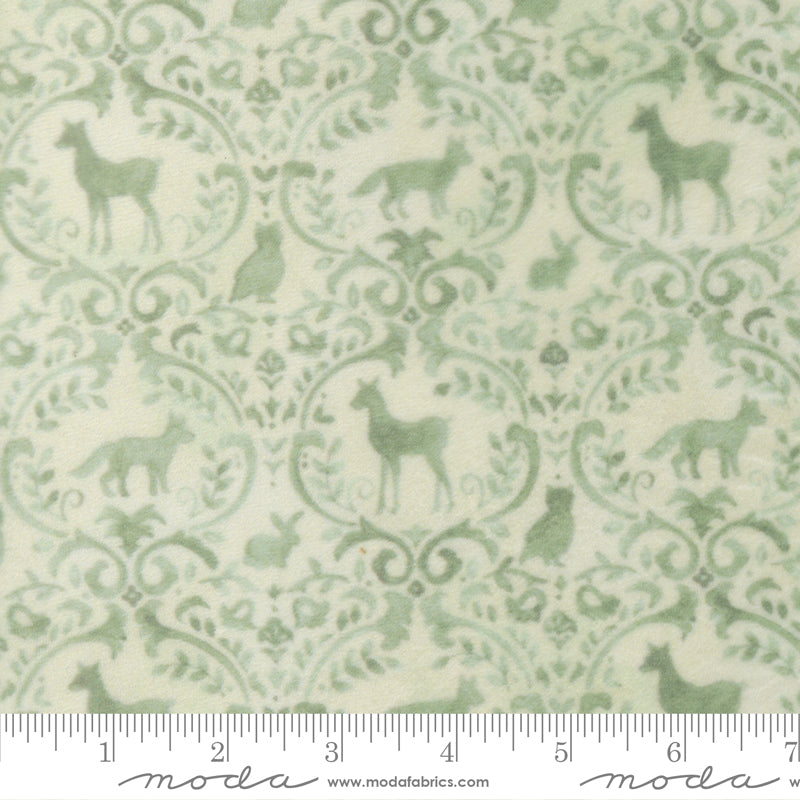 Effies Woods Cuddle Woodland Damask MINT by Deb Strain for Moda 56014-15QC scale