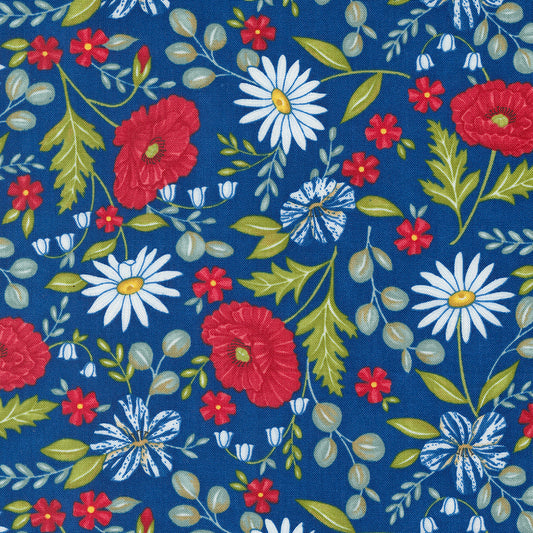 Red White And Bloom Patriotic Florals Midnight Blue by Deb Strain for Moda Fabrics