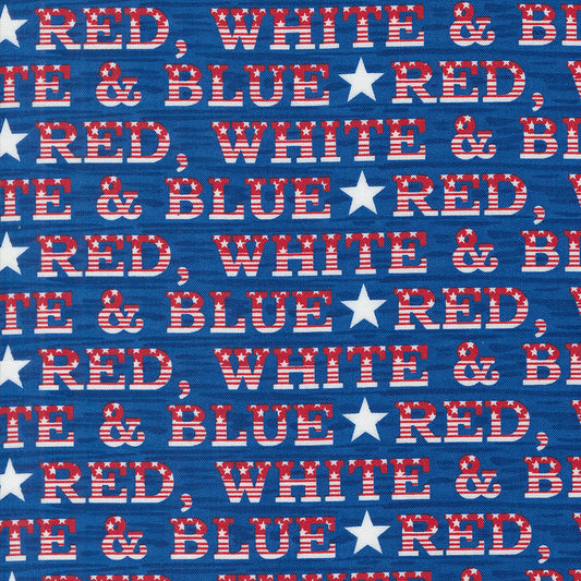 Red White And Bloom Americana Text Midnight Blue by Deb Strain for Moda Fabrics