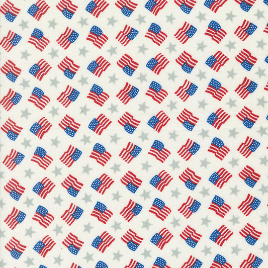 Red White And Bloom Tossed Flags Daisy White by Deb Strain for Moda Fabrics