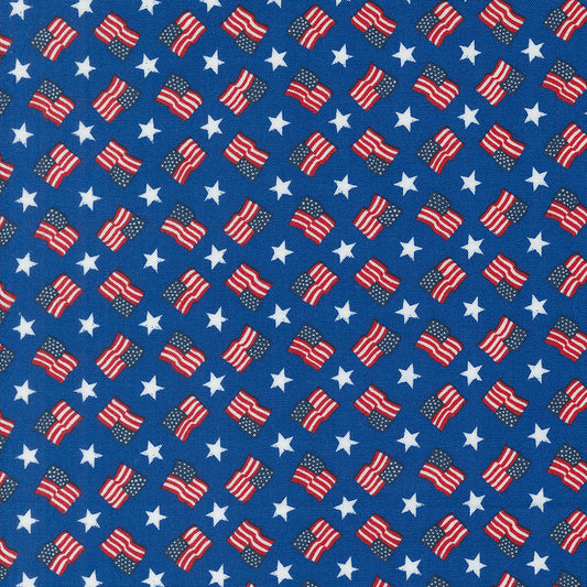 Red White And Bloom Tossed Flags Midnight Blue by Deb Strain for Moda Fabrics