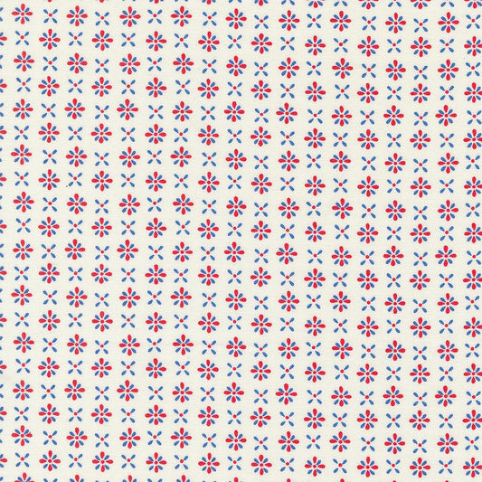 Red White And Bloom Firework Tone on Tone Daisy White by Deb Strain for Moda Fabrics
