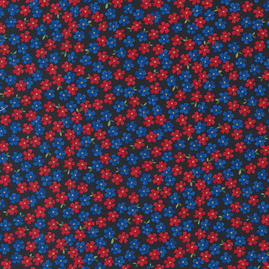 Red White And Bloom Patriotic Posies  Black by Deb Strain for Moda Fabrics
