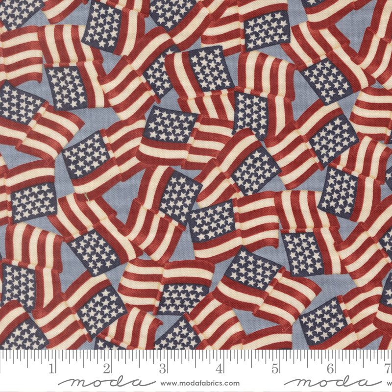 Steel Blue Waving Flags Americana - America 250 Years by Deb Strain for Moda Fabrics