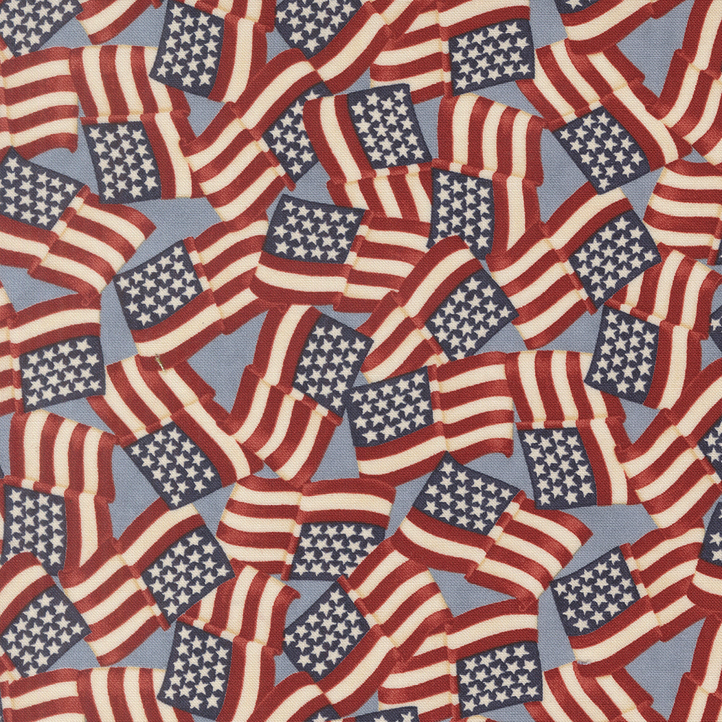 Steel Blue Waving Flags Americana - America 250 Years by Deb Strain for Moda Fabrics