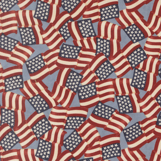 Steel Blue Waving Flags Americana - America 250 Years by Deb Strain for Moda Fabrics