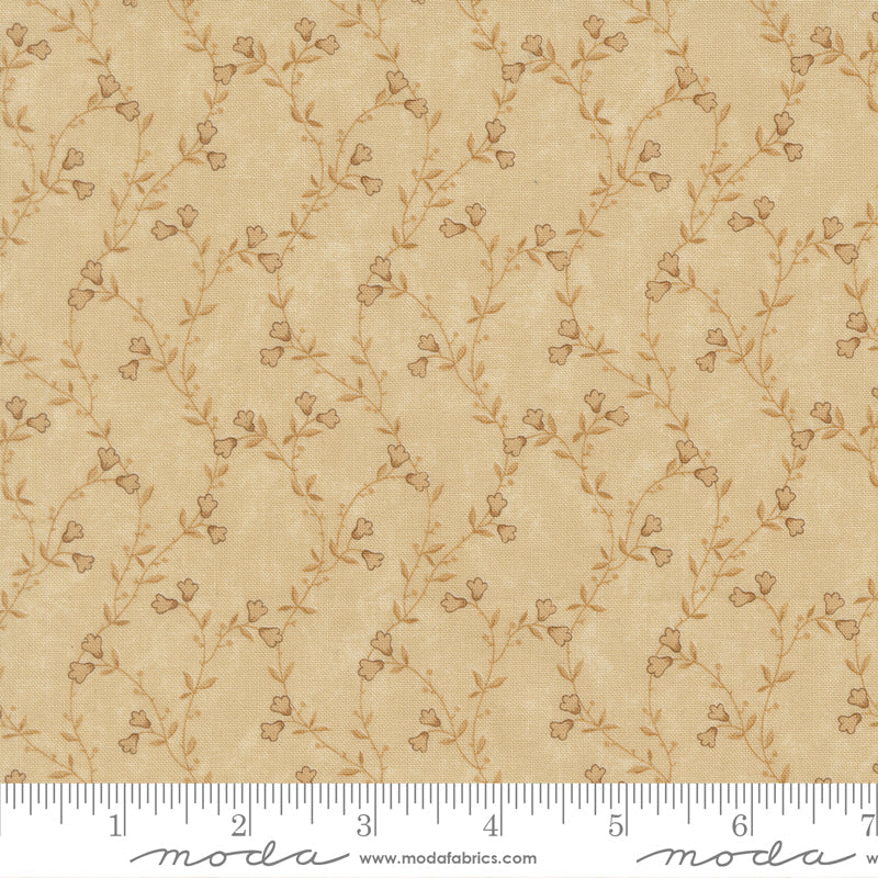 Quail Run Tonal Tan Creeping Vine Florals  scale