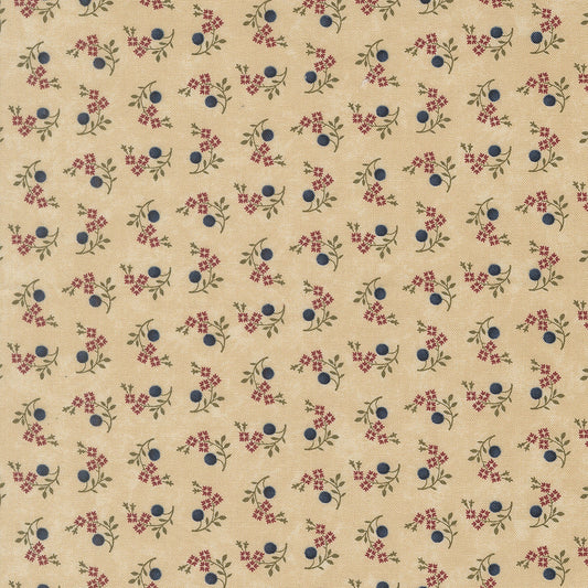 Quail Run Multi Tan Blooms and Berries Small Floral