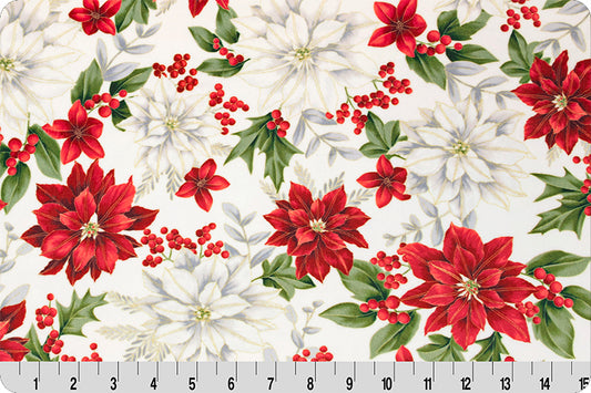 Hoffman Holiday Red/White Poinsettia Digital Cuddle Fabric