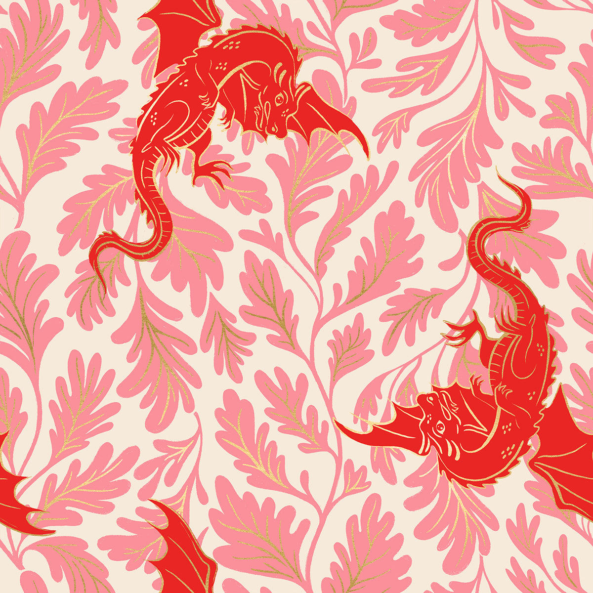 Fireglow Dragon Lair Novelty Metallic Dragon Fantasy Dark Ruby by Sarah Watts for Moda Fabrics RS2132-12M
