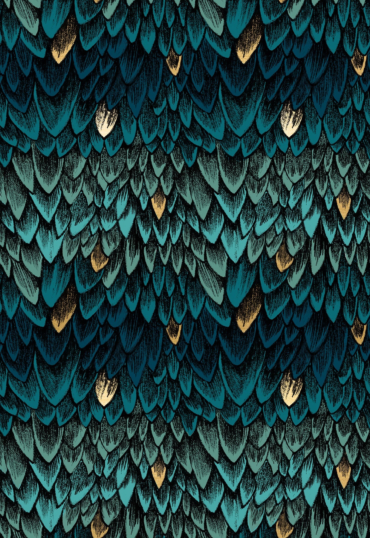 Fireglow Scales Novelty Metallic Feathers Blenders Galaxy by Sarah Watts for Moda Fabrics RS2134-13M