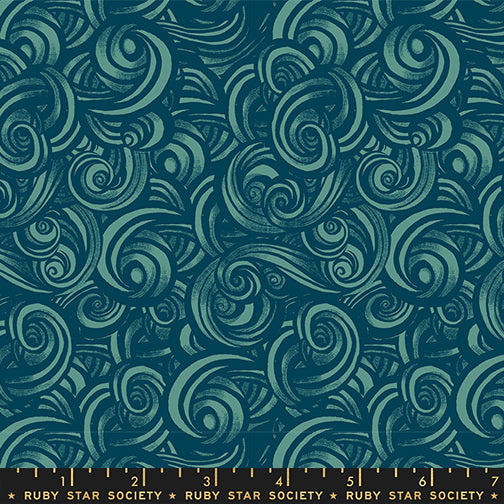Fireglow Smoke Blenders Swirls Watercress by Sarah Watts for Moda Fabrics RS2135-15 scale