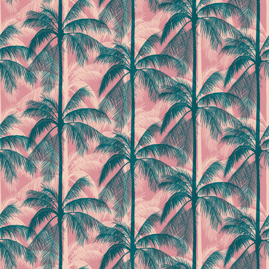 Poolside Too Plum Poolside Palms Canvas Trees Nature Tropical Retro
