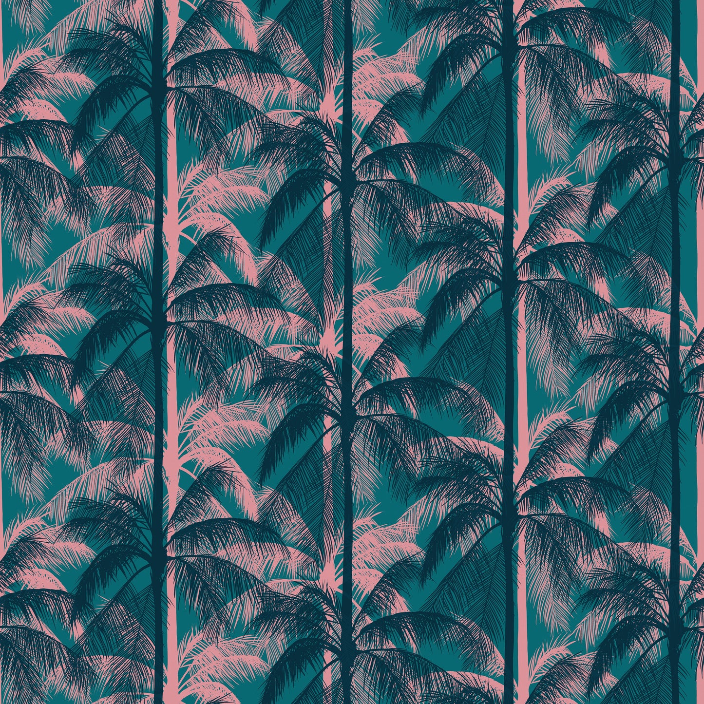 Poolside Too Storytime Poolside Palms Canvas Trees Nature Tropical Retro