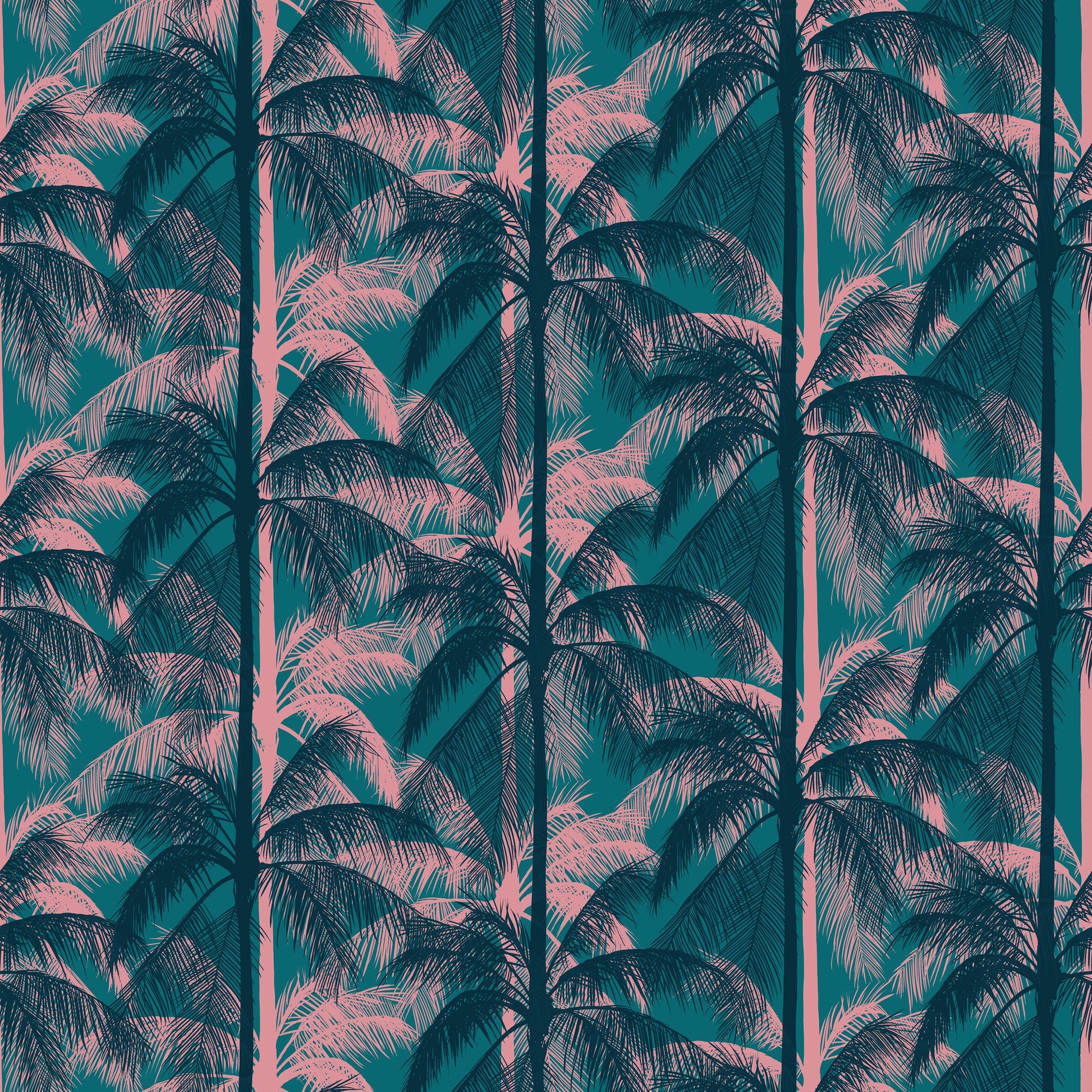 Poolside Too Storytime Poolside Palms Canvas Trees Nature Tropical Retro